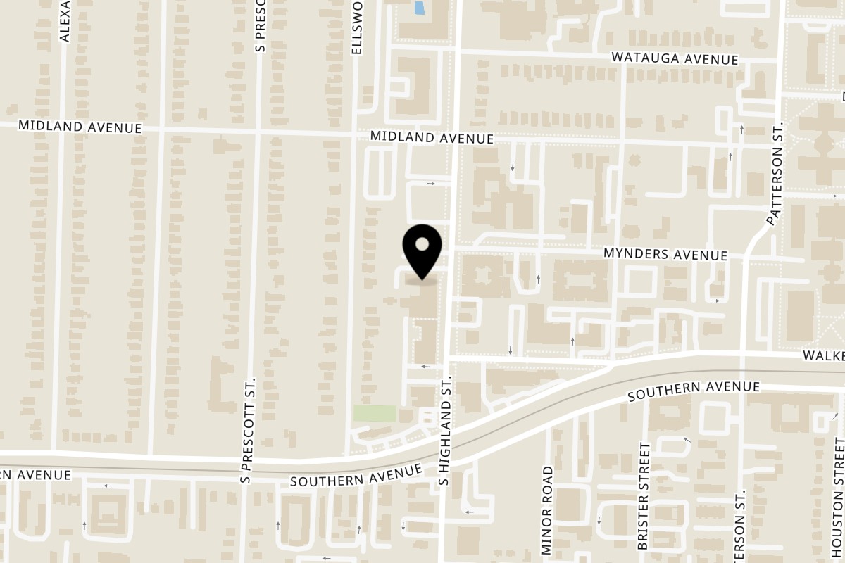 Map showing the location of SUBARASHI on 521 S Highland St 101 101 in Memphis